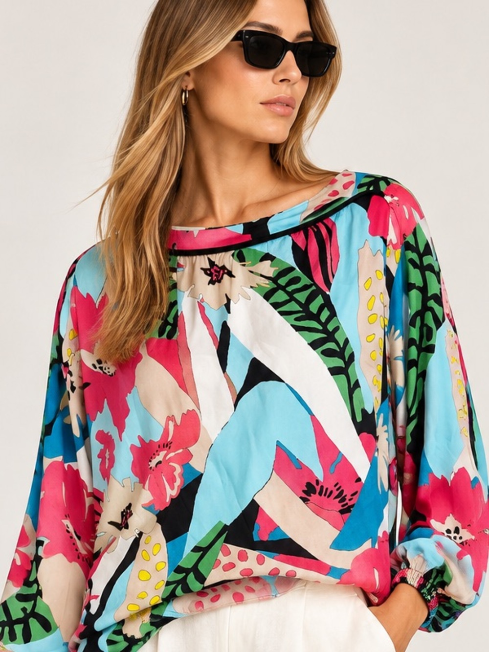 Laurèl Susan Tropical Floral Viscose Blouse Size 12 / XL